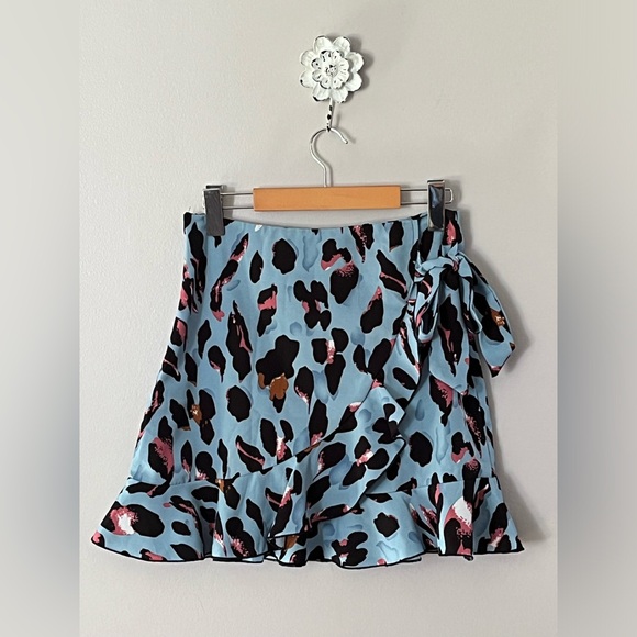 Women’s SHEIN Ruffle Hem Summer Coloured Leopard Print Tie Side Wrap Skirt - Picture 1 of 12